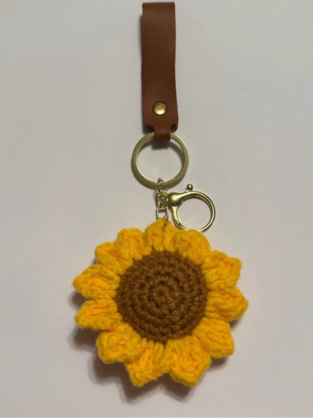 Boho Sunflower Gold Hardware Keychain